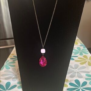 NWT vintage French Pink Teardrop Pendant Necklace